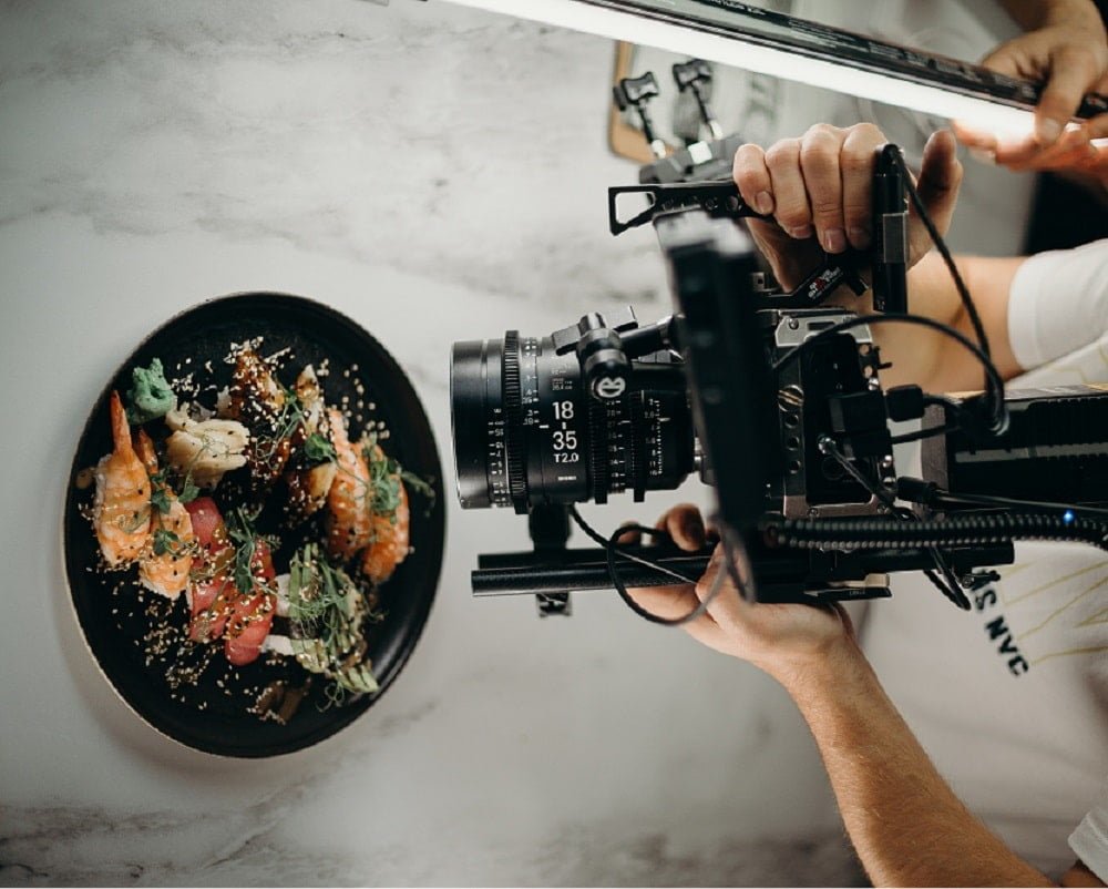 camera capturing plate filled with food