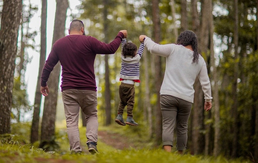 Small family enjoying their time outdoor