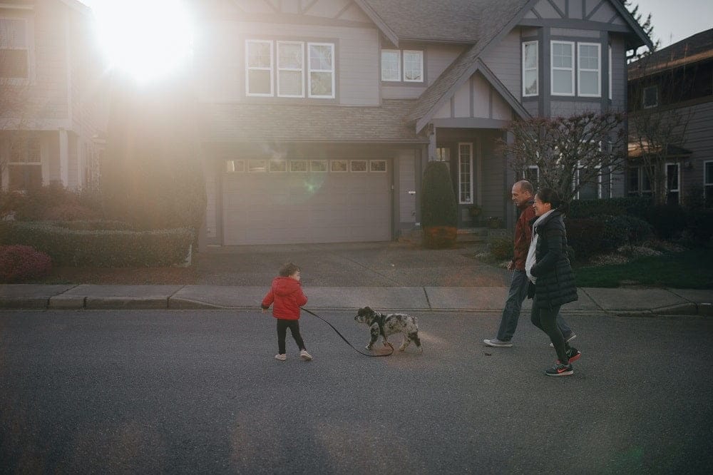 small family having fun out side